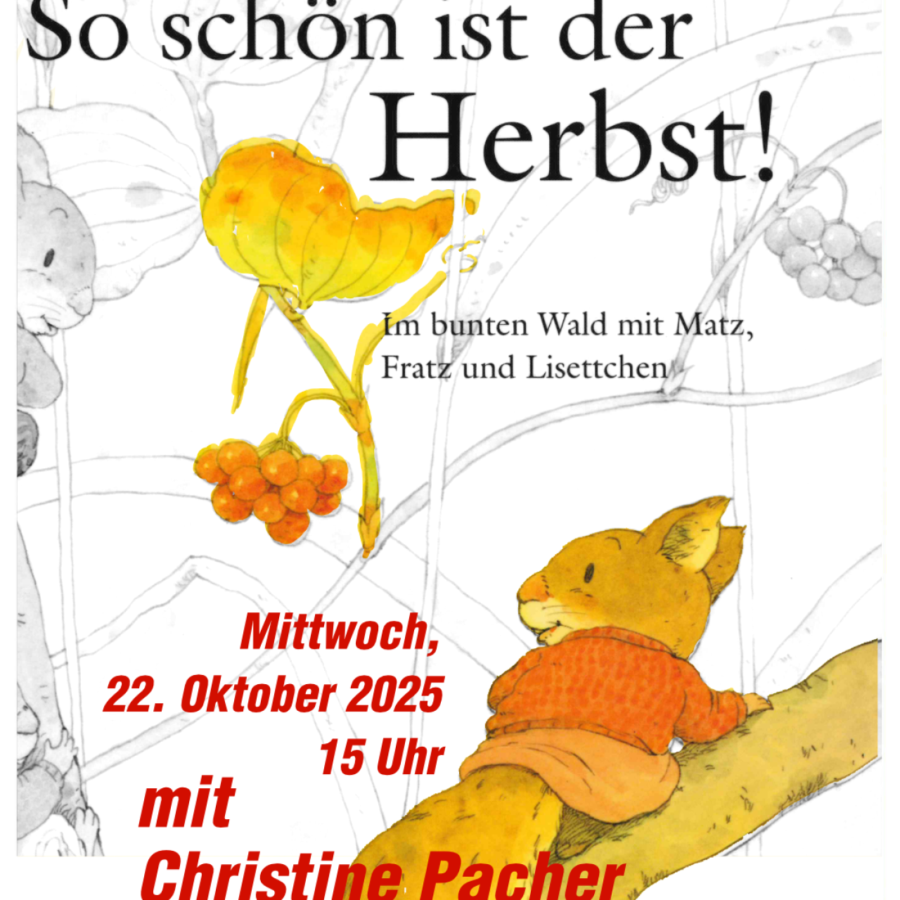 Einladung zum Vorlesen und Basteln mit Christine